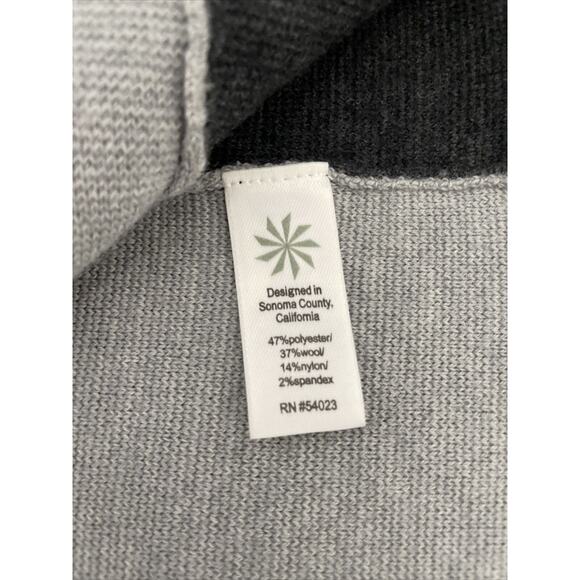 Athleta Black Gray Striped Wool Blend LS Knit Sweater Midi Dress Womens Size XS - Picture 12 of 12